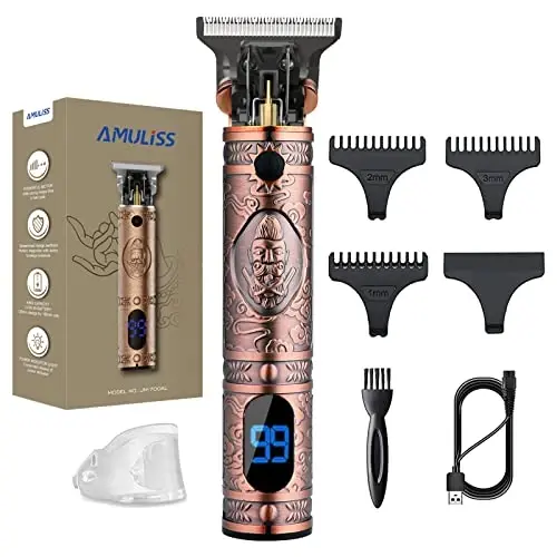 AMULISS Professional Hair Trimmer Mens Hair Clippers Zero Gapped Cordless Hair Trimmer Professional Haircut & Grooming Kit for Men Rechargeable LED Display - AMULISS