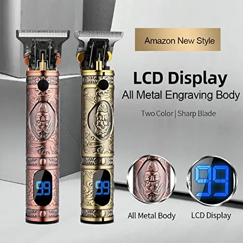 AMULISS Professional Hair Trimmer Mens Hair Clippers Zero Gapped Cordless Hair Trimmer Professional Haircut & Grooming Kit for Men Rechargeable LED Display - 3