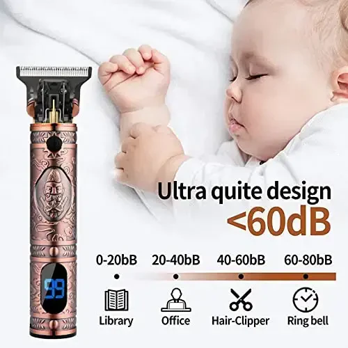 AMULISS Professional Hair Trimmer Mens Hair Clippers Zero Gapped Cordless Hair Trimmer Professional Haircut & Grooming Kit for Men Rechargeable LED Display - 5