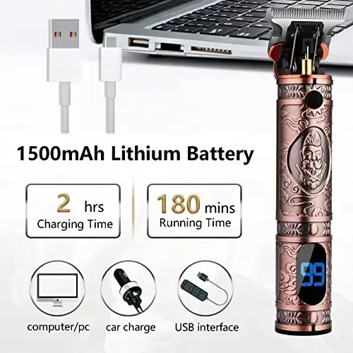 AMULISS Professional Soch Kesish Mashinasi Erkaklar Soch Kesgich Nol Oralikli Simsiz Soch Kesgich Erkaklar uchun Professional Soch Kesish va Parvarishlash To'plami Qayta Zaryadlanuvchi LED Displey - 4