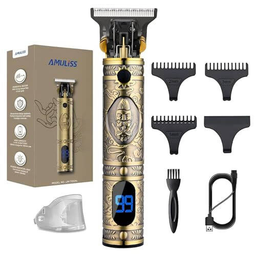 AMULISS Professional Mens Hair Clippers Zero Gapped Cordless Hair Trimmer Professional Haircut & Grooming Kit for Men Rechargeable LED Display - 1