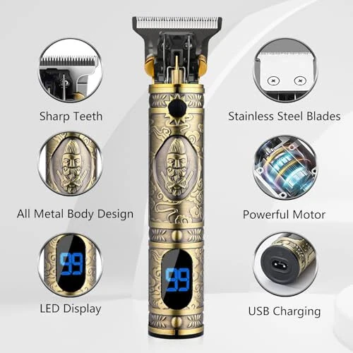AMULISS Professional Mens Hair Clippers Zero Gapped Cordless Hair Trimmer Professional Haircut & Grooming Kit for Men Rechargeable LED Display - AMULISS (1)