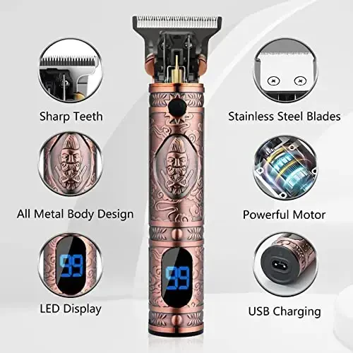 AMULISS Professional Hair Trimmer Mens Hair Clippers Zero Gapped Cordless Hair Trimmer Professional Haircut & Grooming Kit for Men Rechargeable LED Display - AMULISS (1)