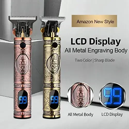 AMULISS Professional Hair Trimmer Mens Hair Clippers Zero Gapped Cordless Hair Trimmer Professional Haircut & Grooming Kit for Men Rechargeable LED Display - 3