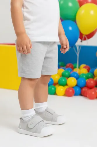 AN-7557 İlkadım Bebek Çocuk Günlük Yazlık Ayakkabı-Gri - 3