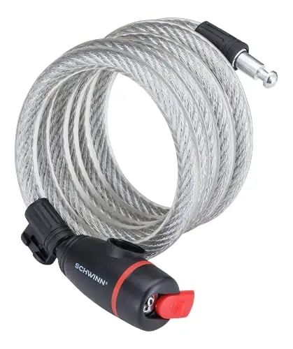 Schwinn Bike Lock with Keys, 3, 4, 5 or 6 ft x 8, 10, 12 or 15 mm, Black, Cable or Chain, Anti Theft Protection, Bike Lock Cable for Security - 6