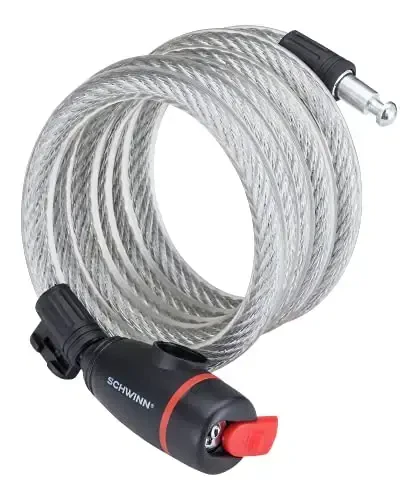 Schwinn Bike Lock with Keys, 3, 4, 5 or 6 ft x 8, 10, 12 or 15 mm, Black, Cable or Chain, Anti Theft Protection, Bike Lock Cable for Security - 6