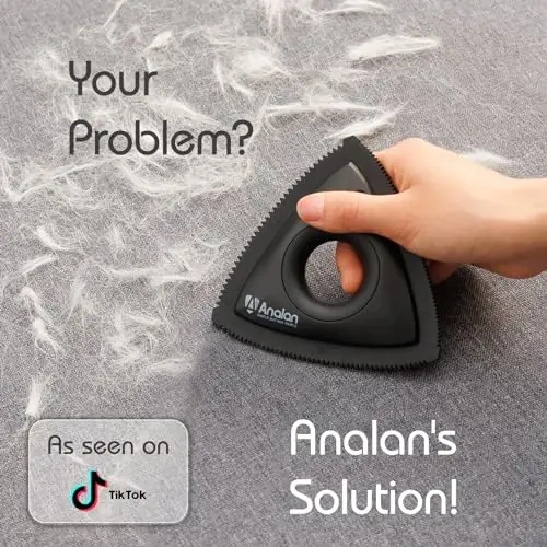 Analan Mini Pet Hair Remover for Car Detailing Supplies, Carpet Dog Hair Remover for Car Interior, Triangle Dog Hair Remover for Auto Detailing, Couch, Furniture, Lint, Carpet (Jet Black) - 2