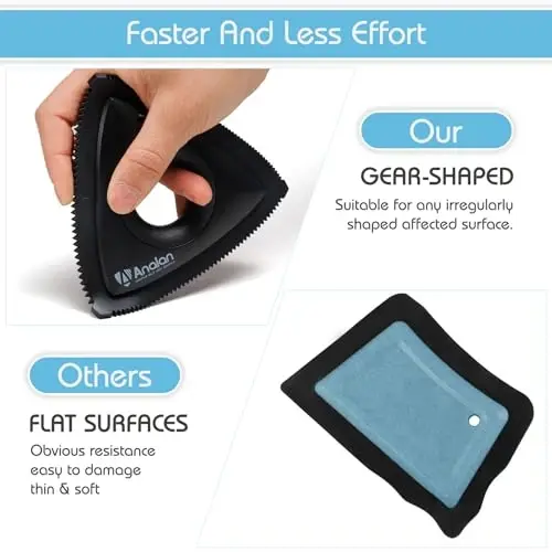 Analan Mini Pet Hair Remover for Car Detailing Supplies, Carpet Dog Hair Remover for Car Interior, Triangle Dog Hair Remover for Auto Detailing, Couch, Furniture, Lint, Carpet (Jet Black) - 4