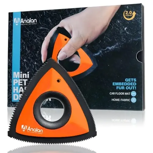 Analan Mini Pet Car Detailing Supplies uchun soch tozalagich, Avtomobil salonidagi gilam it sochlarini tozalash, Avto detallash uchun uchburchak it sochlarini tozalash, divan, mebel, tuklar, gilam (Sunset Orange) - 1