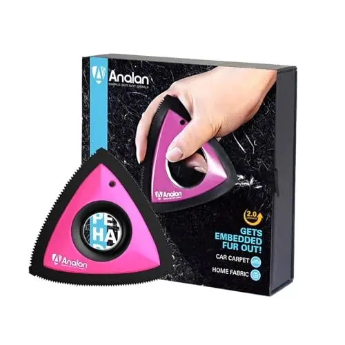 Analan Mini Pet Hair Remover avtomobil detallari uchun, gilam it sochlarini avtomobil ichki qismidan tozalash, avto detallar uchun uchburchak it sochlarini tozalash, divan, mebel, tuk, gilam (pushti) - 1