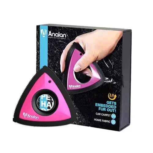 Analan Mini Pet Hair Remover avtomobil detallari uchun, gilam it sochlarini avtomobil ichki qismidan tozalash, avto detallar uchun uchburchak it sochlarini tozalash, divan, mebel, tuk, gilam (pushti) - ANALAN