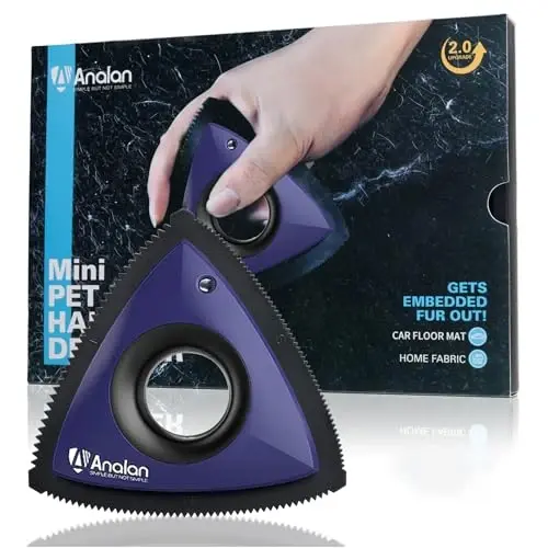 Analan Mini Pet Hair Remover, Avtomobil interyeri, Avto Detallashtirish, Gilam, Divan, Mebel, Ko'p Rangli (Safir Moviy) uchun Uchburchak Dizayn - ANALAN