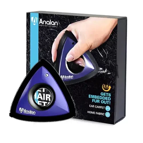 Analan Mini Pet Hair Remover, Triangle Design for Car Interior, Auto Detailing, Carpet, Couch, Furniture, Multi-Color (Sapphire Blue) - ANALAN