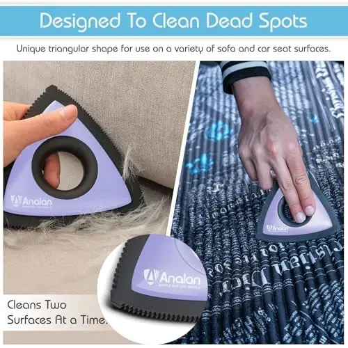 Analan Mini Pet Soch Tozalagichi Avtomobil Detallari uchun, Gilam It Soch Tozalagichi Avtomobil Ichki Qismi uchun, Uchburchak It Soch Tozalagichi Avto Detallari, Divan, Mebel, Tola, Gilam (Binafsha) - 3