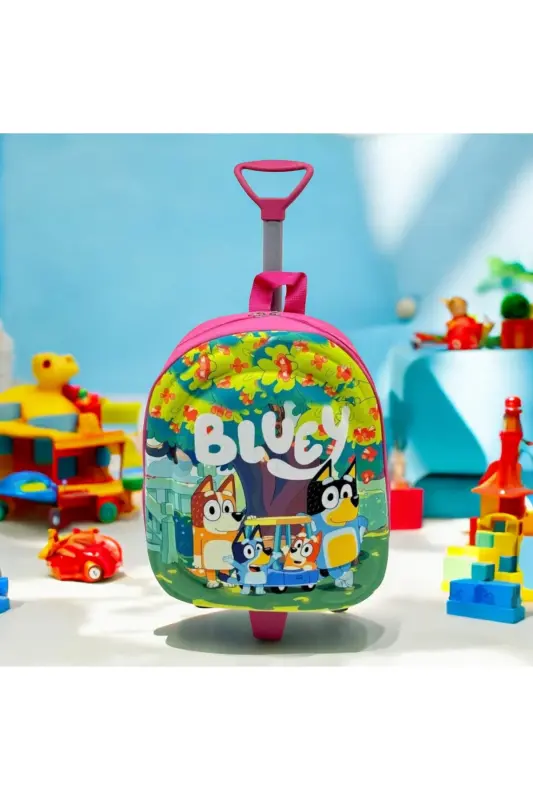 Anaokulu Kreş Çocuk Valiz Sırt Çantası Çekçekli Tekerlekli - bluueey - 1