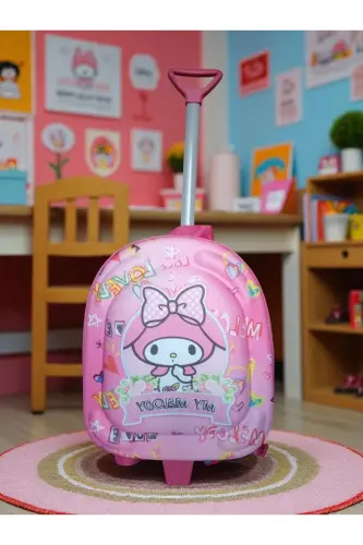 Anaokulu Kreş Çocuk Valiz Sırt Çantası Çekçekli Tekerlekli-Pembe - SHOPIOLOG (1)