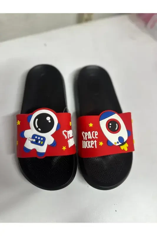 Anatomic Sole Non-Slip Sole Pool Sea Home Street Kids Slippers (ASTRONOT DESEN)-AstronotDesenSiyah - 3