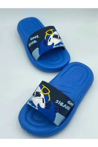 Anatomical Base Non-Slip Base Pool Sea Home Street Children Slippers (Shark Pattern) - 3