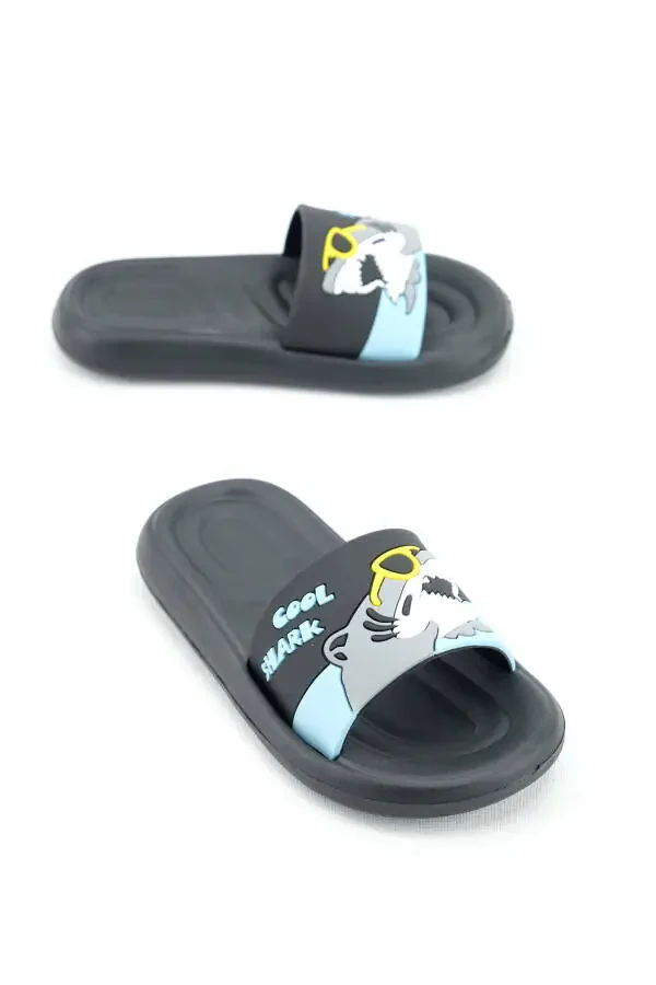 Анатомическая подошва противоскользящая подошва бассейн море дом улица детские тапочки (акулий рисунок) - 1
