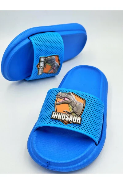 ANATOMİK TABAN KAYDIRMAZ TABAN HAVUZ DENİZ EV SOKAK ÇOCUK TERLİK(DİNAZOR DESENLİ)-MAVİ - Modazone (1)