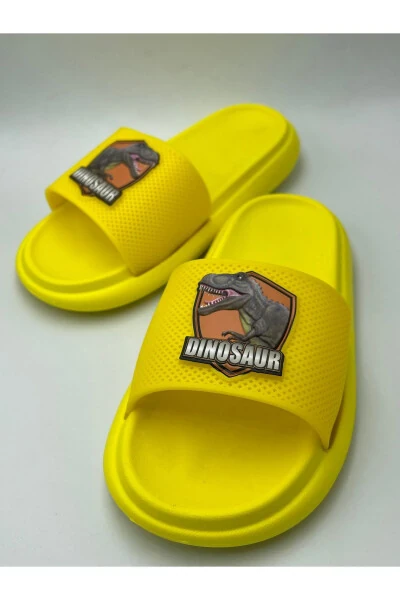 ANATOMİK TABAN KAYDIRMAZ TABAN HAVUZ DENİZ EV SOKAK ÇOCUK TERLİK(DİNAZOR DESENLİ)-SARI - Modazone