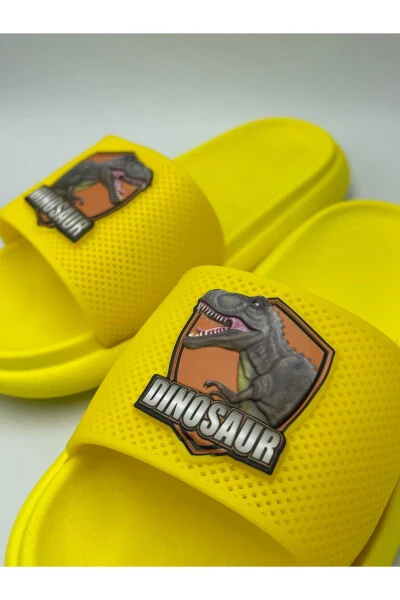 ANATOMİK TABAN KAYDIRMAZ TABAN HAVUZ DENİZ EV SOKAK ÇOCUK TERLİK(DİNAZOR DESENLİ)-SARI - Modazone (1)