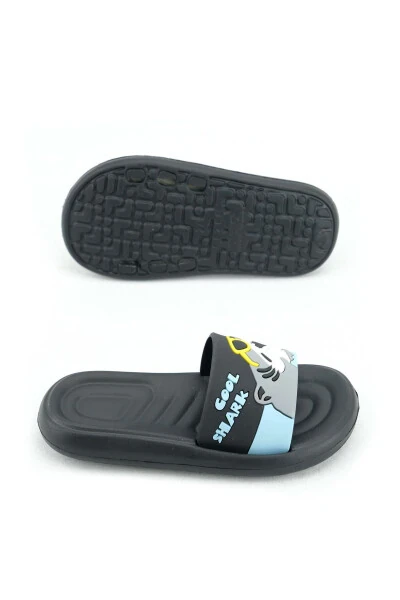 ANATOMİK TABAN KAYDIRMAZ TABAN HAVUZ DENİZ EV SOKAK ÇOCUK TERLİK (KÖBEK BALIĞI DESEN)-SİYAH - Modazone (1)