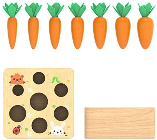 Ancaixin Montessori Toys for Babies 6-12 Months, Wooden Toys for 1 Year Old Boys and Girls, Educational Carrot Harvest Toy for Toddlers, Shape Sorting Matching Puzzle, Developmental Birthday Gifts - Ancaixin (1)