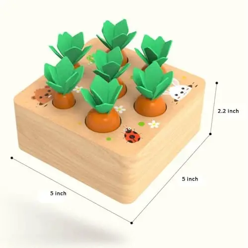 Ancaixin Montessori Toys for Babies 6-12 Months, Wooden Toys for 1 Year Old Boys and Girls, Educational Carrot Harvest Toy for Toddlers, Shape Sorting Matching Puzzle, Developmental Birthday Gifts - 4