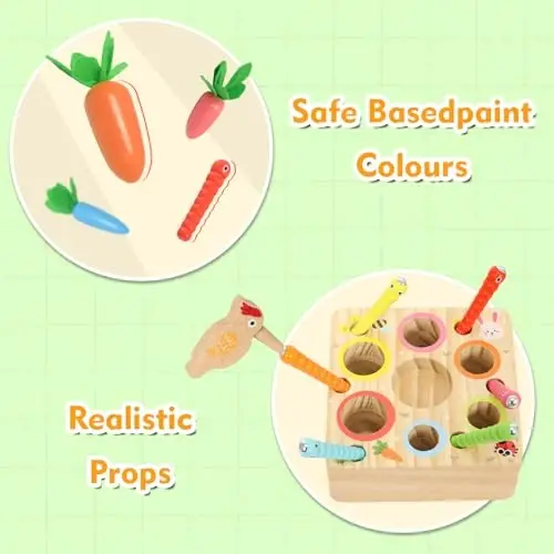 Ancaixin Montessori Toys for 1 Year Old, Magnetic Wooden Toys for 12 Months Boys and Girls, Educational Carrot Toy for Toddlers, Shape Sorting Matching Puzzle for Kids 1 2 3, Birthday Easter Gifts - 5