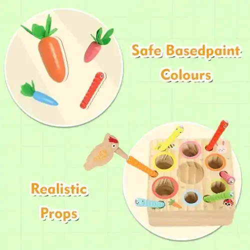Ancaixin Montessori Toys for 1 Year Old, Magnetic Wooden Toys for 12 Months Boys and Girls, Educational Carrot Toy for Toddlers, Shape Sorting Matching Puzzle for Kids 1 2 3, Birthday Easter Gifts - 5