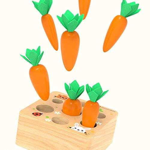 Ancaixin Montessori Toys for Babies 6-12 Months, Wooden Toys for 1 Year Old Boys and Girls, Educational Carrot Harvest Toy for Toddlers, Shape Sorting Matching Puzzle, Developmental Birthday Gifts - 33
