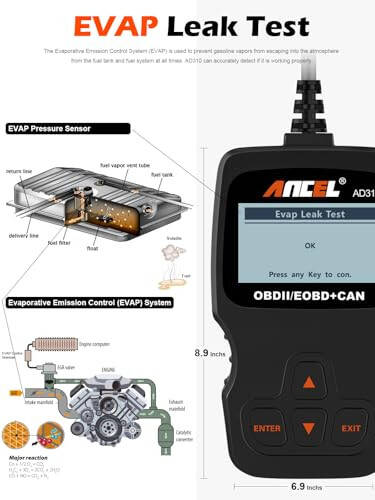 Ancel AD310 Classic Gelişmiş Evrensel OBD II Tarayıcı Araç Motor Arıza Kodu Okuyucu CAN Tanı Tarayıcı Aracı, 1996 veya Daha Yeni OBD2 Protokolü Araçlar İçin Hata Kodlarını Oku ve Temizle (Siyah) - 2