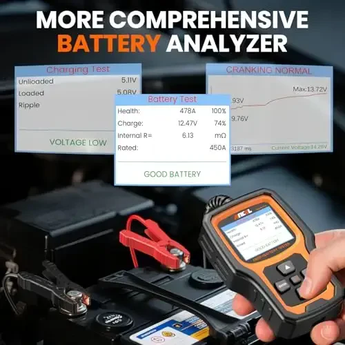 ANCEL AD410 PRO OBD2 Scanner and Battery Tester,2-in-1 Car Diagnostic Tool,Check Engine Light,EVAP Test,Live Data,6V/12V Battery Analyzer with Cranking & Charging System Test for Car Motorcycle - 5