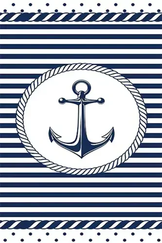 Anchor Sailor Marine Patterned Digital Printing Washable Non-Slip Base Blue Boy Room Carpet-Navy Blue - 1