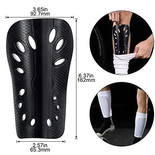 ANCIRS 2 Pair Soccer Shin Guards for Youth, Breathable Shin Guard Sleeves for Football Games, Protective EVA Cushion for Youth Men & Women - 2