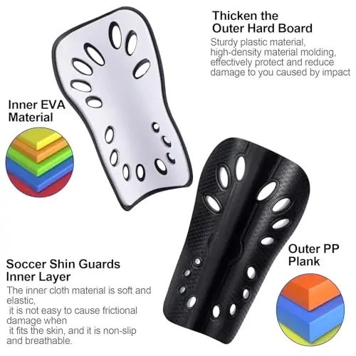 ANCIRS 2 Pair Soccer Shin Guards for Youth, Breathable Shin Guard Sleeves for Football Games, Protective EVA Cushion for Youth Men & Women - 4