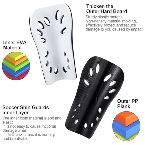 ANCIRS 2 Pair Soccer Shin Guards for Youth, Breathable Shin Guard Sleeves for Football Games, Protective EVA Cushion for Youth Men & Women - 3