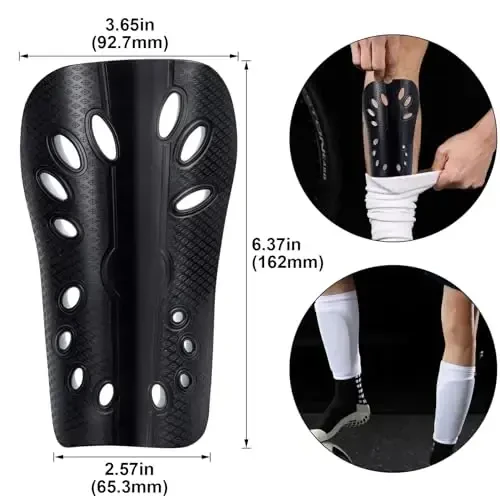 ANCIRS 2 Pair Soccer Shin Guards for Youth, Breathable Shin Guard Sleeves for Football Games, Protective EVA Cushion for Youth Men & Women - 2