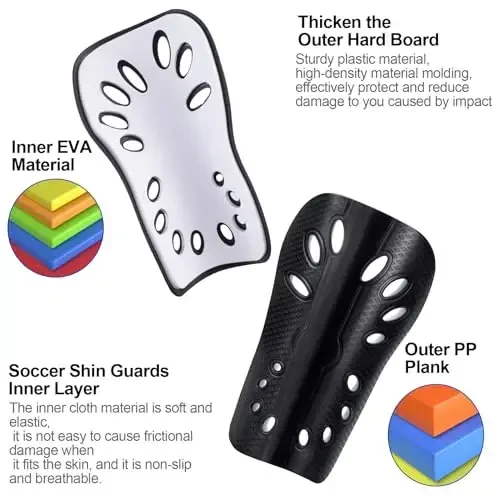ANCIRS 2 Pair Soccer Shin Guards for Youth, Breathable Shin Guard Sleeves for Football Games, Protective EVA Cushion for Youth Men & Women - 4