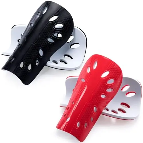 ANCIRS 2 Pair Soccer Shin Guards for Youth, Breathable Shin Guard Sleeves for Football Games, Protective EVA Cushion for Youth Men & Women - ANCIRS