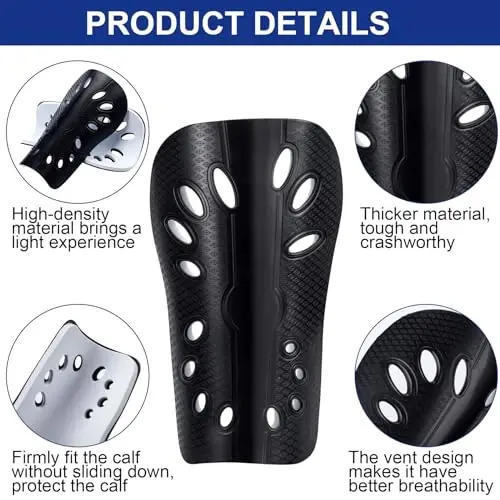 ANCIRS 2 Pair Soccer Shin Guards for Youth, Breathable Shin Guard Sleeves for Football Games, Protective EVA Cushion for Youth Men & Women - 3