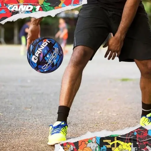 AND1 Chaos Basketball: Official Regulation Size 7 (29.5 inches) Rubber - Deep Channel Construction Streetball, Made for Indoor Outdoor Basketball Game - 3