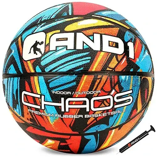 AND1 Chaos Basketball: Official Regulation Size 7 (29.5 inches) Rubber - Deep Channel Construction Streetball, Made for Indoor Outdoor Basketball Game 