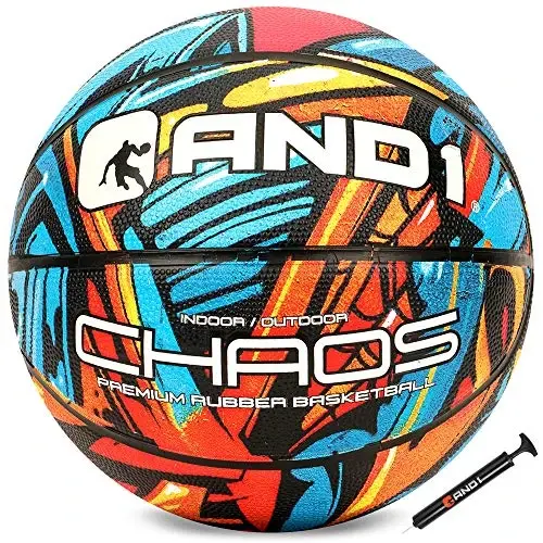 AND1 Chaos Basketball: Official Regulation Size 7 (29.5 inches) Rubber - Deep Channel Construction Streetball, Made for Indoor Outdoor Basketball Game - 1