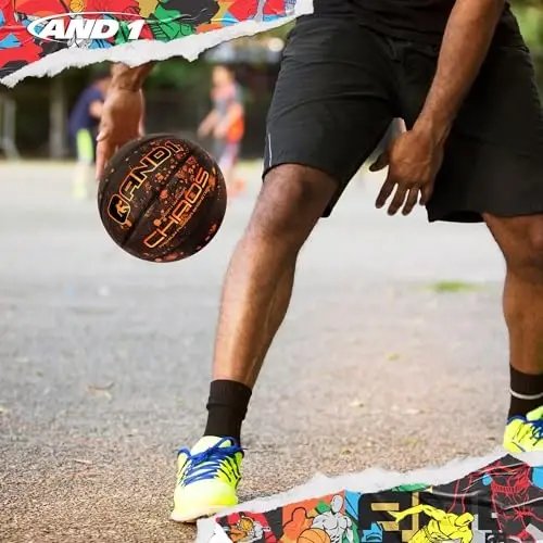 AND1 Chaos Basketball: Official Regulation Size 7 (29.5 inches) Rubber - Deep Channel Construction Streetball, Made for Indoor Outdoor Basketball Games - 3