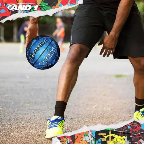 AND1 Chaos Basketball: Official Regulation Size 7 (29.5 inches) Rubber - Deep Channel Construction Streetball, Made for Indoor Outdoor Basketball Games - 3