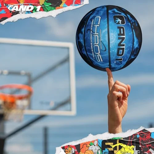 AND1 Chaos Basketball: Official Regulation Size 7 (29.5 inches) Rubber - Deep Channel Construction Streetball, Made for Indoor Outdoor Basketball Games - 6