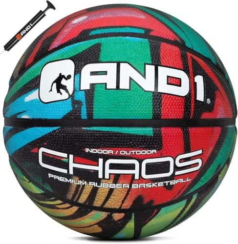 AND1 Chaos Basketball: Official Regulation Size 7 (29.5 inches) Rubber - Deep Channel Construction Streetball, Made for Indoor Outdoor Basketball Games - 4